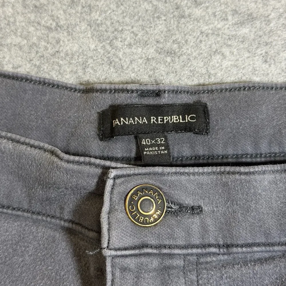 Banana Republic Chino Pants Mens 40x32 Gray Straight Fit Stretch Brushed Twill